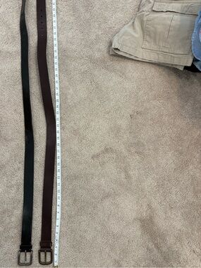 Two Leather Belts - Black and Dark Brown